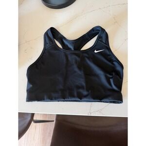 Nike Womens Black Dri-FIT Racerback Medium Support Sports Bra Large L Swoosh